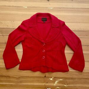 Tribal red wool sweater jacket. Size S. Style 71940.